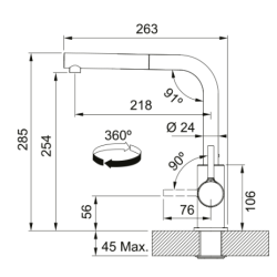 Bateria Franke Lina L pull-out chrom 115.0712.420